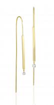 14K Yellow Gold Long Wire Pierced Diamond Dashing Diamond Earrings