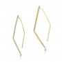 14K Yellow Gold Pierced Diamond Triangle Dashing Diamond Geometric Earrings