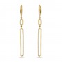 14K Yellow Gold Diamond Long Geometric Dangle Earrings
