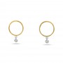 14K Yellow Gold Small Front Hoop .20 Ct Diamond Earrings