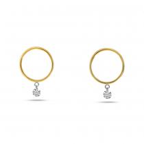 14K Yellow Gold Small Front Hoop .20 Ct Diamond Earrings