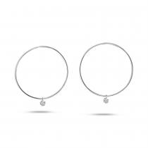 14K White Gold Dashing Diamonds Bar Hoop .30 Ct Diamond Earrings