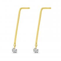 14K Yellow Gold Small Linear .20 Ct Diamond Drop Earrings