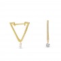 14K Yellow Gold Dashing Diamonds Triangle Huggie .26 Ct Diamond Earrings
