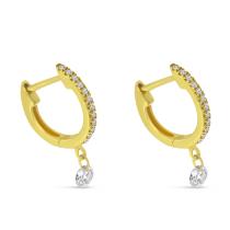 14K Yellow Gold Dashing Diamonds Petite Huggie .23 ct Diamond Earrings