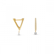 14K Yellow Gold Dashing Diamond Petite Triangle Huggie Earrings