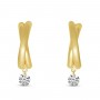 14K Yellow Gold Dashing Diamonds Crossover Half Huggie Pierced Diamond Earrings