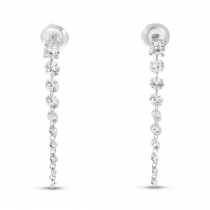 14K White Gold Dashing Diamond Stud with 10 Pierced Diamond Dangle Earrings