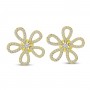 14K Yellow Gold Diamond Flower Post Earrings