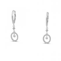 14K White Gold Dashing Diamond Round Dangle Earrings