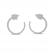 14K White Gold Pear Diamond Front Hoop Earrings