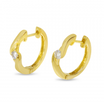 14K Yellow Gold Single Diamond Huggie Earrings