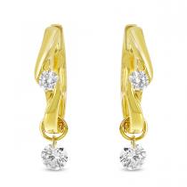 14K Yellow Gold Dashing Diamond Pierced Diamond Huggie Earrings