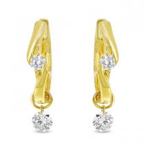 14K Yellow Gold Dashing Diamond Pierced Diamond Huggie Earrings