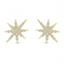 14K Yellow Gold Diamond Starburst Earrings