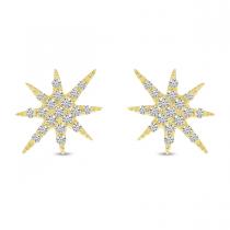 14K Yellow Gold Diamond Starburst Earrings