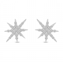 14K White Gold Diamond Starburst Earrings