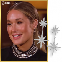 14K White Gold Diamond Double Starburst Earrings