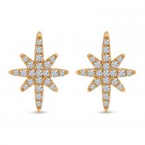 14K Yellow Gold Small Diamond Starburst Stud Earrings