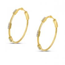 14K Yellow Gold Diamond Flex Hoop Earrings