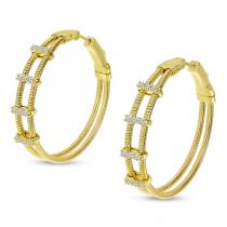 14K Yellow Gold Diamond Flex Hoop Earrings
