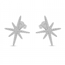 14K White Gold Diamond Starburst Earrings