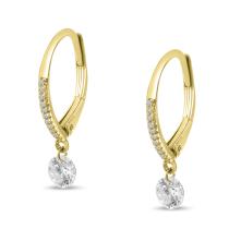 14K Yellow Gold Round .54 ct Dashing Diamond with Diamond Lever Back