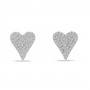 14K White Gold Small Diamond Heart Post Earrings