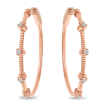 14K Rose Gold Diamond Flexible Hoop Earrings