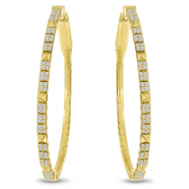 14K Yellow Gold Diamond Flexible Hoop Earrings