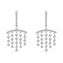 14K White Gold Dashing Diamond Bar Chandelier Earrings