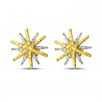 14K Yellow Gold Two-Tone Starburst Stud Earrings