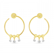 14K Yellow Gold Dashing Diamond Circle Hoop Earrings