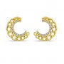 14K Yellow Gold Diamond Chain Link Front Hoop Earrings