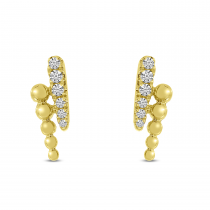 14K Yellow Gold Diamond Beaded 2-Row Linear Earrings