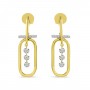 14K Yellow Gold Dashing Diamond Large Paper Clip Earrings