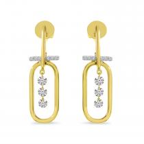 14K Yellow Gold Dashing Diamond Large Paper Clip Earrings