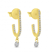 14K Yellow Gold Dashing Diamond Hook Earrings