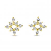 14K Yellow Gold Diamond Mini Starburst Stud Earrings