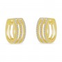14K Yellow Triple Row Diamond Huggie Earrings