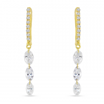 14K Yellow Gold Dashing Diamond Fancy Marquise Diamond Earrings