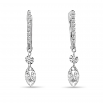 14K White Gold Dashing Diamond Fancy Round and Marquise Earrings