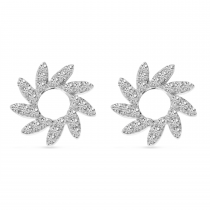 14K White Gold Diamond Pinwheel Earrings