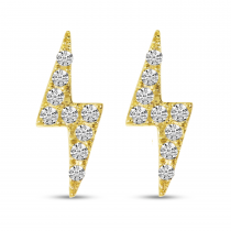 14K Yellow Gold Diamond Lightning Bolt Stud Earrings