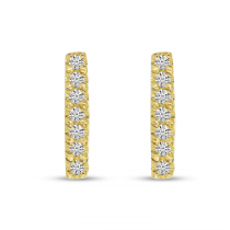 14K Yellow Gold Diamond Bar Stud Earrings