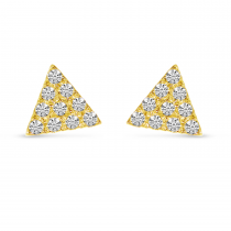 14K Yellow Gold Diamond Petite Triangle Stud Earrings