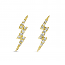 14K Yellow Gold Small Diamond Lightning Bolt Stud Earrings