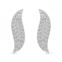 14K White Gold Diamond Pave Wave Stud Earrings