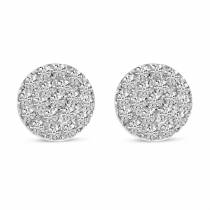 14K White Gold Small Diamond Pave Disc Stud Earrings