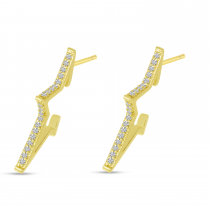 14K Yellow Gold Diamond Starburst Huggie Earrings